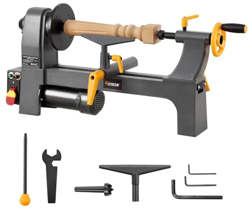 Hoteche Benchtop Wood Lathe 3-Amp 10-Inch x 13-Inch Variable Speed Mini Power Woodturning Tool