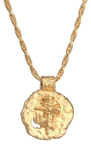 Kuzzoi Herren Halskette mit antiker Münze (14 mm) in 925 Sterling Silber handgefertigte maskuline Kette für den Mann mit Kreuz Symbol, Länge 55 cm