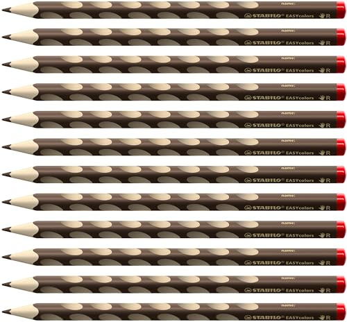 STABILO - Ergonomischer Buntstift für Rechtshänder - EASYcolors | 12er Pack, dunkel braun