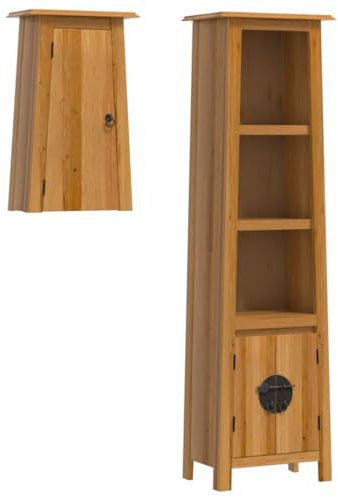 vidaXL Badmöbel Set 2-TLG., Badschrank mit Stauraum, Badezimmer Hochschrank Wandschrank, Badezimmermöbel Badezimmerschrank, Massivholz Kiefer