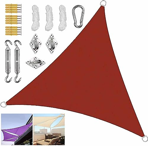 Vele ombreggianti for piscina rosso ruggine con kit di fissaggio for impieghi gravosi Baldacchino Triangolare Parasole Vela Parasole resistente al vento Vele ombreggianti for terrazza Patio Cortile (
