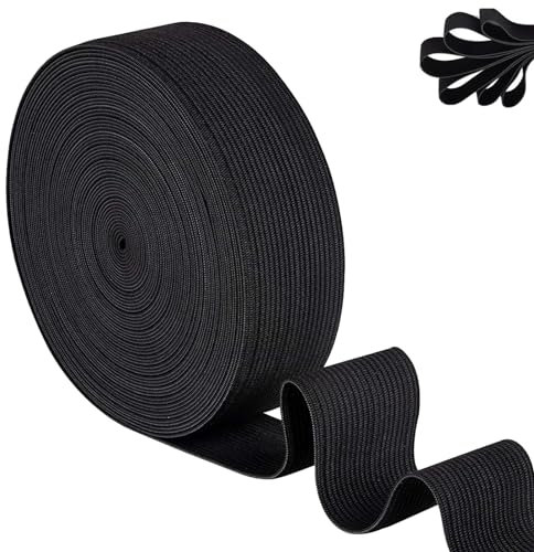 Bande Elastique, Bande Elastique pour Pantalon, Bande Elastique Tressée Plate, Bandes Elastiques De Couture De 10 M, Largeur 40 mm, pour la Couture, L'artisanat et Le Bricolage, Noir
