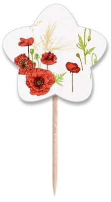 Palillos de palillos de maíz con diseño de flores, etiqueta de estrella, palillos para cupcakes