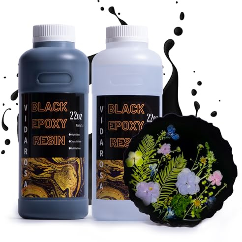 VIDA ROSA Black Epoxy Resin， 44OZ/1200ML High Gloss and UV Resistant Epoxy Resin Kit, Used for DIY Craft Gifts, Jewelry Making, Self Leveling Resin, Coaster and Curing Agent for Resin Molds