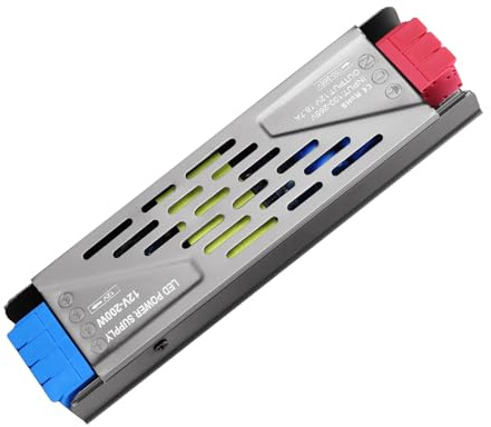 KSIBNW LED 12V 200W Transformator-Adapter Treiber für Lampen, AC 230V zu DC 12V 16,7A, Kein Flimmern, Kein Rauschen