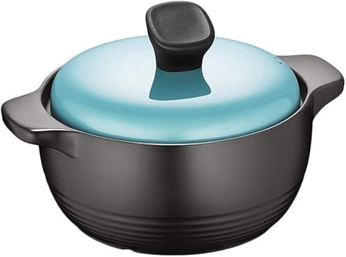SUNMME Pentola in Coccio per Uso Domestico Pentola per Zuppa A Gas A Fiamma Aperta con Coperchio E Manico Pentole in Ceramica Ad Alta Temperatura in Pietra Pentole da 2,5 Litri