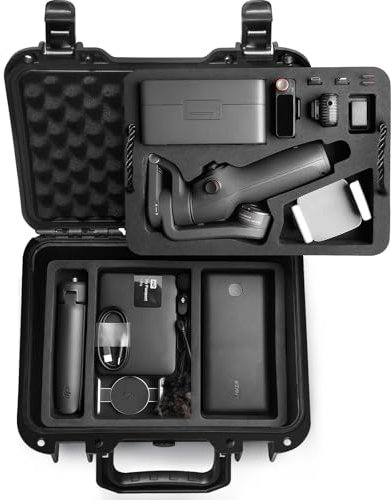 LEKUFEE Wasserdichter Hartschalenkoffer für DJI Osmo Mobile 6,Osmo Mobile 5 Gimbal-Stabilisator,DJI Mic 3,DJI Mic Mini,DJI Mic 2 und Zubehör (Nur Koffer)