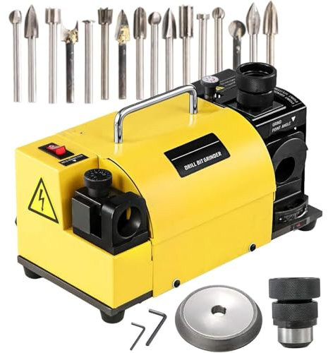 Hydravex Tragbarer Bohrerschärfer, 3 – 13 mm Bohrerschärfer mit 11 Spannzangen, winkelverstellbare Schleifmaschine, 95 ° ~ 135 °, Spiralbohrer, hochpräzises Schärfwerkzeug (CBN-Rad für HSS)