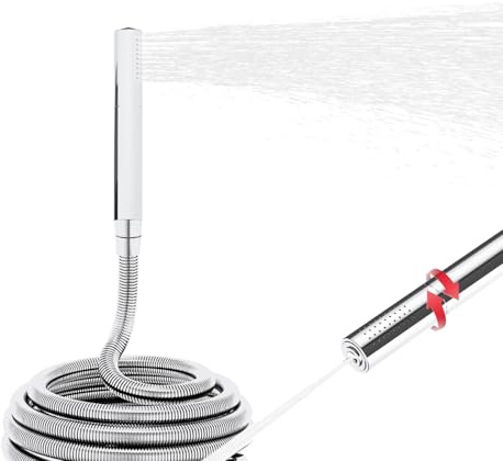 High Pressure Brass Shower Head with Hose - Handheld 2 Mode Water Saving Shower Wand, 59 Inch Extra Long Hose, Chrome