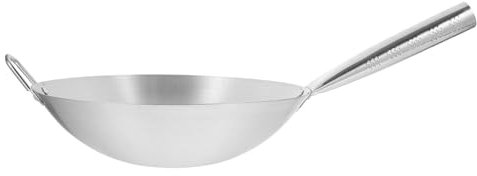 PHENOFICE Sartén Wok Antiadherente 30 Cm Acero Inoxidable Grueso Sin Recubrimiento Para Hogar Restaurante Cocina Profesional Uso Diario