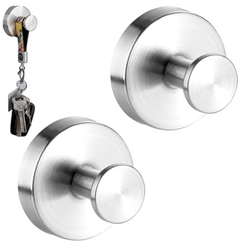 vcsjw 2 Stück Edelstahl Saugnapf Haken Handtuchhalter Ohne Bohren Saughaken Extra Stark Küche Handtuchhalter für Fenster Glas Bad