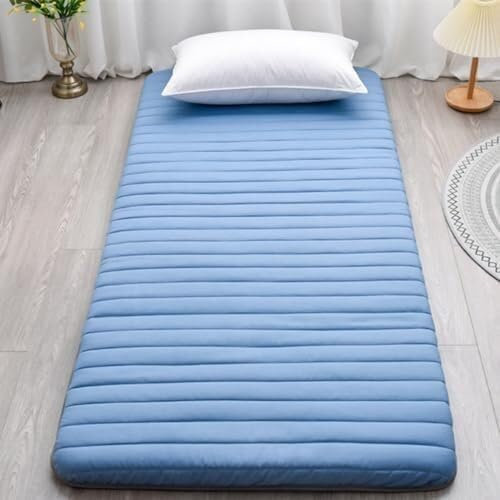 Japanische Futon-Matratze, faltbare Matte für Camping und Gästebett, tragbare und atmungsaktive Boden-Isomatte (Blau, 80 x 19 cm)