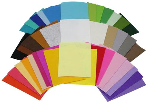 CIMAXIC 40stücke Teiliges Set Bunter Filzstoffblätter Polyester Bastelmaterial Für DIY-projekte Applikationen Und Dekorationen Für Kreative Handarbeiten Und Festlichkeiten