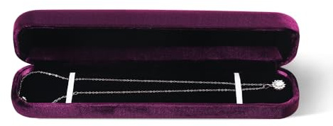 Dansmiy Resilient Velvet Pendant Necklace Display Box for Anniversary, Bracelet Storage Organizer, Long Chain Jewelry Collection Small Case Case (Purple, Long Chain Box)