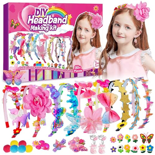SASUKI Kit per Realizzare Fasce per Capelli per Bambine, Accessori per Capelli Fai da te, Crea la Tua Fascia Alla Moda, Giocattoli per Bambine dai 4 ai 10 Anni