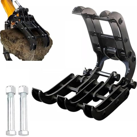 Breiter Bagger-Holzgreifer, Minibagger-Greiferaufsatz, Maschinenbaggerzubehör, für die Handhabung von Steinen, das Greifen von Stämmen, Roden, Stapeln und Stapeln von Schrott