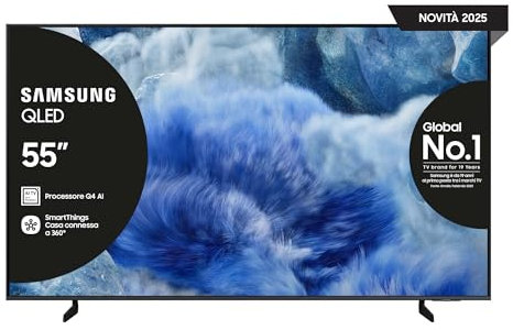 SAMSUNG Smart TV 55'' QE55Q8FAAUXZT QLED 4K, Q4 AI Processor, 4K Upscaling, OTS Lite, Air Slim Design, 2025