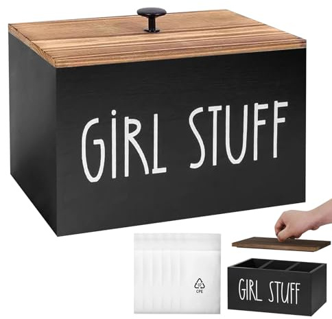 WADNGU Wattestäbchen Spender Schwarz: Wattepadspender mit Bambusdeckel, Multifunktional Wattestäbchen Behälter Bad Organizer, Wattepadspender für Wohnzimmer, Schlafzimmer, Badezimmer