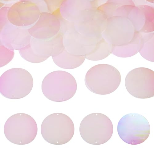 Pandahall 150 lentejuelas grandes de 52 mm de PVC, sueltas, redondas, con doble agujero, cuentas transparentes para bordado, costura, manualidades, fabricación de joyas