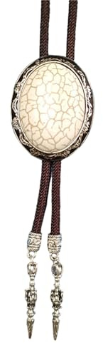 Herren Bolotie Krawatte mit ovaler Form, verstellbar, geflochtene Kordel, Steinanhänger, Hemdkragen, Kette, Westernschmuck, Length 100cm, Metall