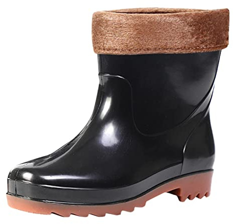 Bottes de pêche thermiques imperméables pour homme - Bottes en caoutchouc doublées 44 - Antidérapantes - Bottes de pluie chaudes - Bottes de pêche - Bottes de randonnée - Chaussures de travail, marron