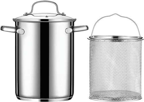 WDSOPK 4-Liter-Suppentopf Mit Siebkorb, Spargeltopf Aus Edelstahl 304, Meeresfrüchte-Kochtopf, Langusten-Kochtopf, Truthahn-Fritteusentopf Zum Dämpfen Und Kochen
