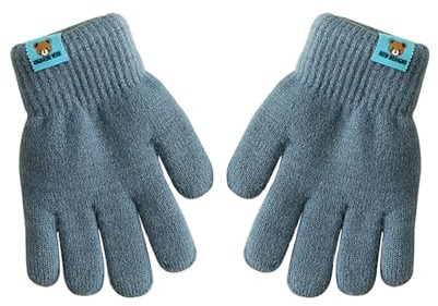 Guantes de nieve para niños de alpaca de doble capa con cinco dedos, de punto, térmicos, forrados con forro polar, para niñas y niños, elásticos, gruesos, suaves, de invierno, cálidos, turquesa, talla