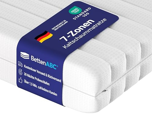 BettenABC - Matratze (KSP-500) - 90x200 cm - Wendematratze mit 2 Härtegraden (H3/H4) - 7-Zonen Matratze aus Hybridschaum - Hypoallergen & Antibakteriell - Oeko-TEX® Zertifiziert - Paketlieferung