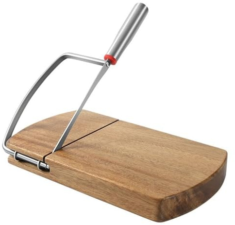 JJIAGOLD Cheese Slicer Cutter Multipurpose Meat & Cheese Slicer with Wooden Board Stainless Steel Blade for Ham Salami Cheese Blocks & Fruits Effortless Uniform Slicing Tool for Kitchen