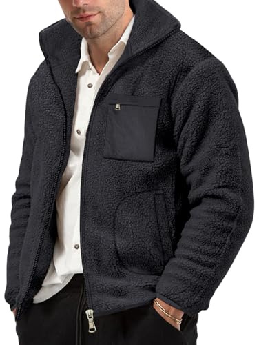 Générique Veste Hiver Chaude Homme Manteaux Grande Taille En Duvet Cuir Doudoune Parka Chaud Doublé Sherpa Bomber Blouson Blousons Menteau Respirant
