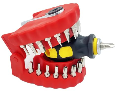 Non-Slip Screwdriver Kit - Fun Mouth Design Hardware Set | Anti-Slip Repair Bits | Durable Toolkit for Electronics Woodworking Metalworking Construction Plumbing of | Contoured Ergonomic Handle and T