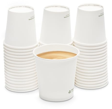 wisefood® Kaffeebecher to go [100ml] Cappuccino Pappbecher einweg hitzebeständig [50 Stk] Coffee to Go Becher Pappbecher weiß kompostierbare Bio Kaffeebecher Becher für Heißgetränke Event Party