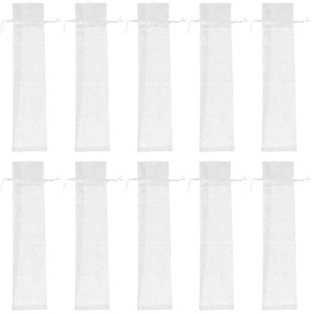 Healeved 10 Stück Organza Beutel mit Kordelzug Weiß Aufbewahrungsbeutel aus Organza für Faltfächer und Stifte Verschleißfest und Tragbar für Hochzeiten und Unterwegs