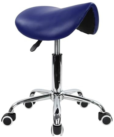 Rullande sadelpall PU-läder Svängbar Justerbar rullpall med hjul Salongstol for tatuering, salong, skönhet, spa(Blue)