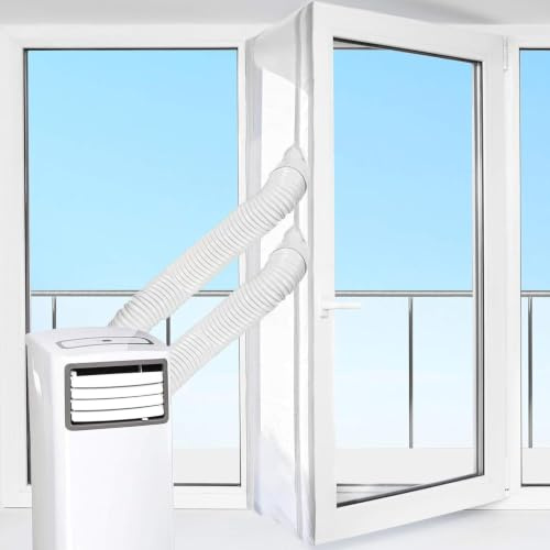 Kufeiper Joint de fenêtre pour climatisation avec bande, 400 cm, joint de fenêtre pour climatiseurs mobiles, sèche-linge, sèche-linge à évacuation d'air, fenêtres à battant, fenêtre de toit, sans