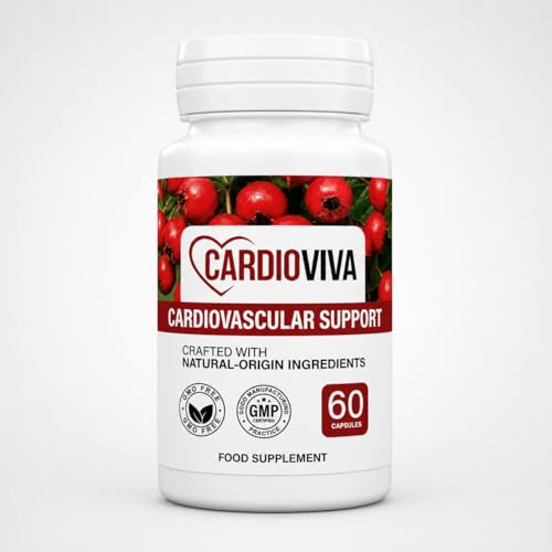 CardioViva Cápsulas – Complemento Alimenticio para Adultos – 60 Cápsulas – Con Arándano Rojo, Aronia, Magnesio, L-Arginina, Espino, Coenzima Q10, Vitamina B6 y Ácido Fólico (1)
