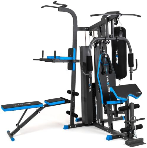 THUNDER Multifunktionale Kraftstation Home Gym Fitnessstation mit Kabelzug & Muskelaufbau Training