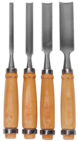 Kit per Lavorare Legno Scalpelli Intaglio Semitondi 4 Pezzi Argento | Lame in Timber e Acciaio, Set da 1 Pezzo, per Shop e Artisti alle Prime