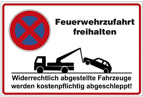 Schild Feuerwehrzufahrt freihalten! aus Alu/Dibond 300x200 mm - Schilder 3 mm stark