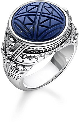 THOMAS SABO Ring Ethno Totenköpfe blau 925er Sterlingsilber, Geschwärzt