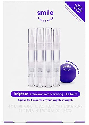 SmileDirectClub Teeth Whitening Kit with Lip Balm - 4 Pack 1.4ml Gel Pens - Professional Strength Hydrogen Peroxide
