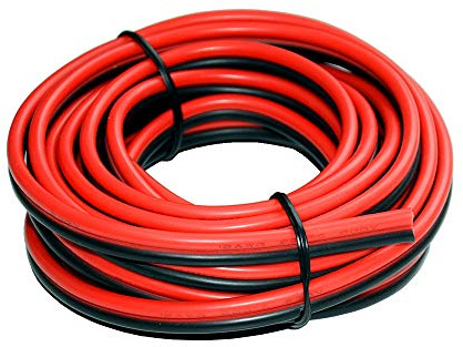 12 AWG Silikon Elektrokabel 20 Meter [Schwarz 10 m Rot 10 m] 2 Leiter Parallele Drahtleitung Weich und flexibel 3,3 mm² Einhaken Sauerstofffreie Litzen Verzinnter Kupferdraht TUOFENG