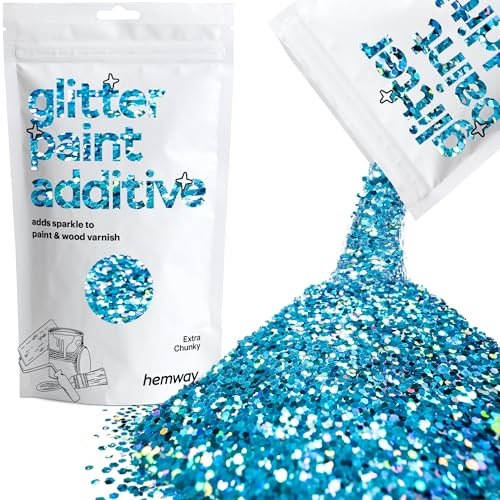 Ocean Blue Holographic Glitter Paint Additive Extra Chunky 100g for Adding Sparkle to Paints & Varnish | Paint Walls Sparkly Add to Emulsion, Acrylic or Lacquer Indoor | Hemway