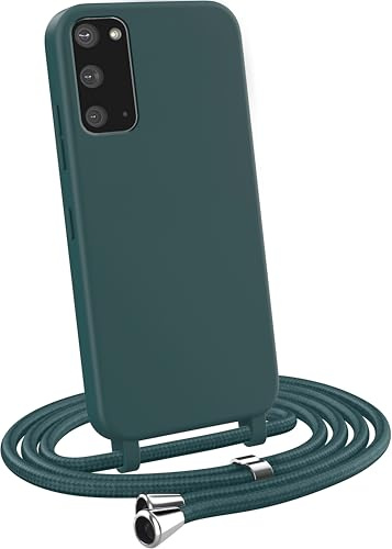 MyGadget Handykette für Samsung Galaxy S20 - [ Hülle mit verstellbaren Band ] - TPU Handyhülle mit Handyband zum Umhängen - Kordel Schnur Case Schutzhülle - Dunkel Grün