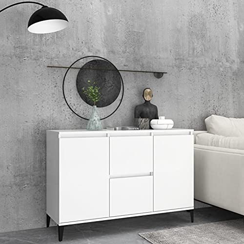 Voupuoda Sideboard, Flurschrank, Beistellschrank, Dielenschrank, Aufbewahrungsschrank, Schrank, Anrichte, Weiß 104x35x70 cm Spanplatte