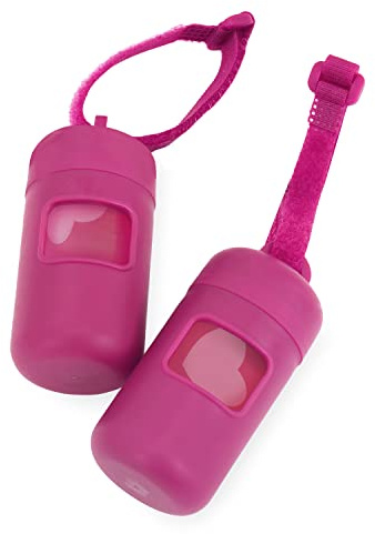 Best Pet Supplies Hundbajsväska hållare koppel, fäste, återanvändbar dispenser för resor, promenader, park och utomhusbruk, hållbar med klämma - fuchsia, (förpackning med 2)
