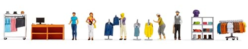 NOCH Figuren-Themenwelt „Modegeschäft“, liebevoll handbemalte Modellfiguren, H0-Skala 1:87 für Ihre Modellstadt oder -Dorf