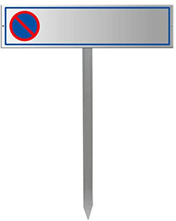Cartello di parcheggio con paletto d'impatto - Scrivibile | Cartello 400 x 100 mm + supporto + post d'impatto Altezza = 750 mm