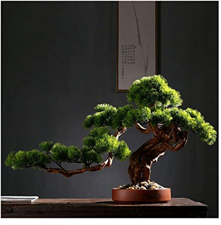 Saturey Künstliche Bonsai Cedar Bonsai Künstlicher Baum im keramischen Topf 11,8 Zoll for Büro- oder Wohnkultur-Grün, Faux-Topf-Zimmerpflanze, Grün Kunstpflanze Künstlicher (Color : E)