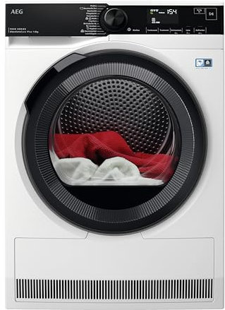 AEG Wärmepumpentrockner 8 kg, Serie 9000: AbsoluteCarePlus Daunentrocknung, Testsieger Stiftung Warentest, 3D-Scan Restfeuchteermittlung, Energiekl. C, Energiesparend, Trommelbeleuchtung, TR9T75680